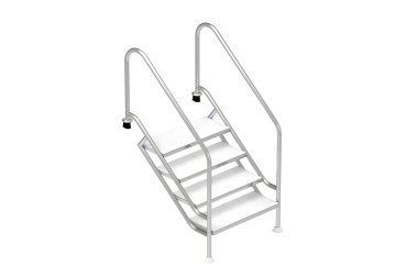 Schwimmbadtreppe Deluxe 4 - 8 Stufen V4A Edelstahl lange und breite Bauweise
